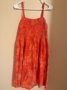 Universal Thread Orange Pink Floral Smocked Sundress